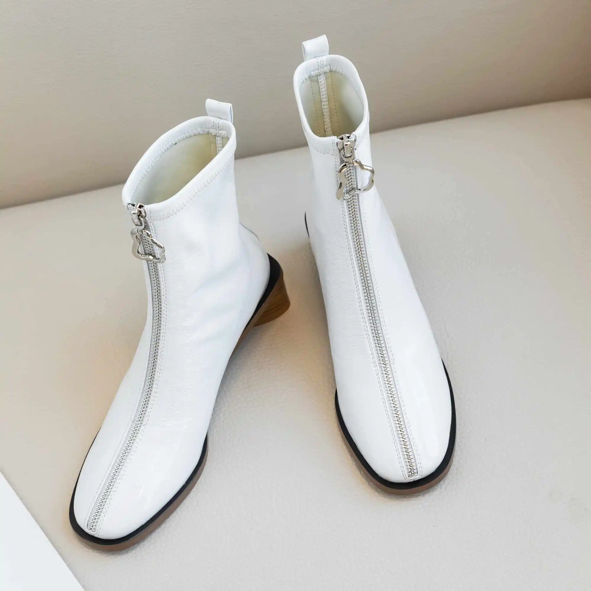 Женские блестящие лакированные ботильоны Krazing Pot Зимние Теплые повседневные