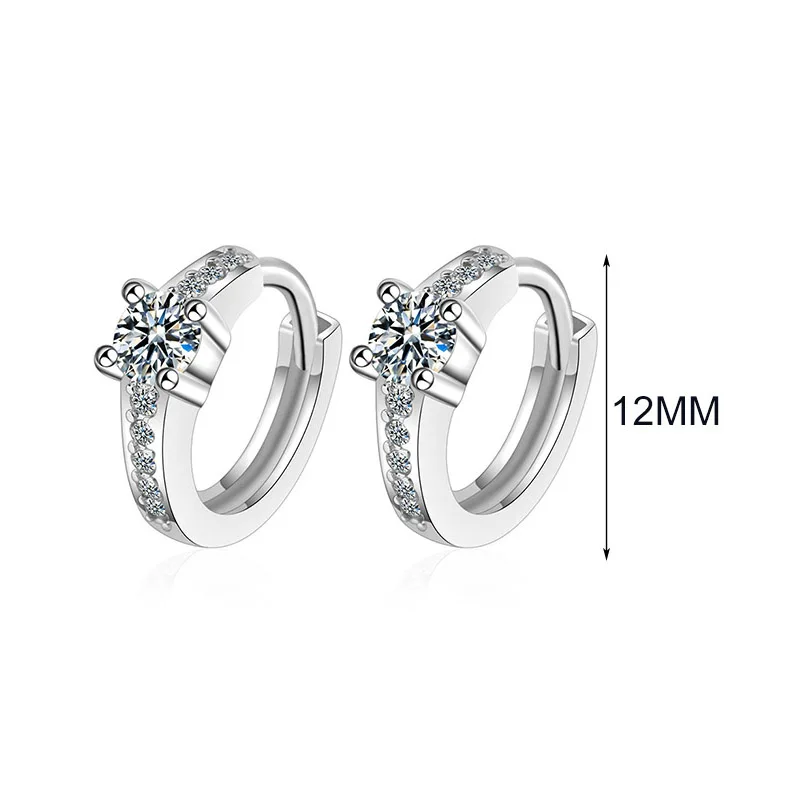 Женские серьги кольца MEETSOFT из серебра 925 пробы с кристаллами