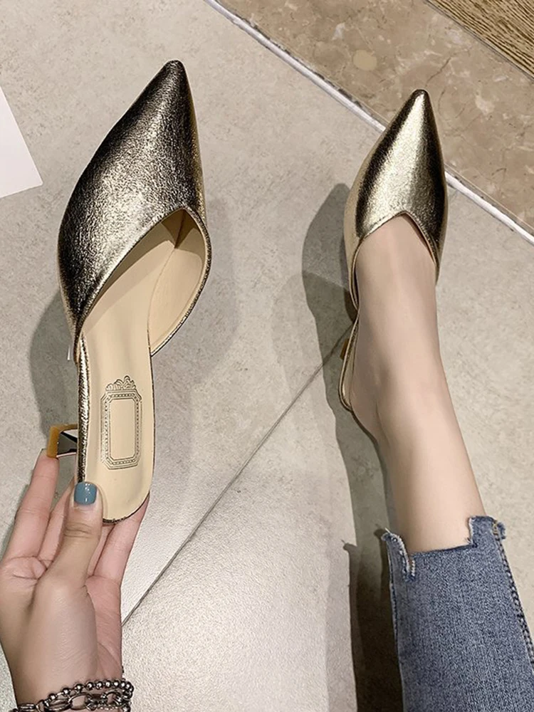 

Shoes Woman 2021 Slippers Summer Loafers Luxury Slides Med Pantofle Cover Toe Thin Heels Heeled Mules Platform Designer New Poin