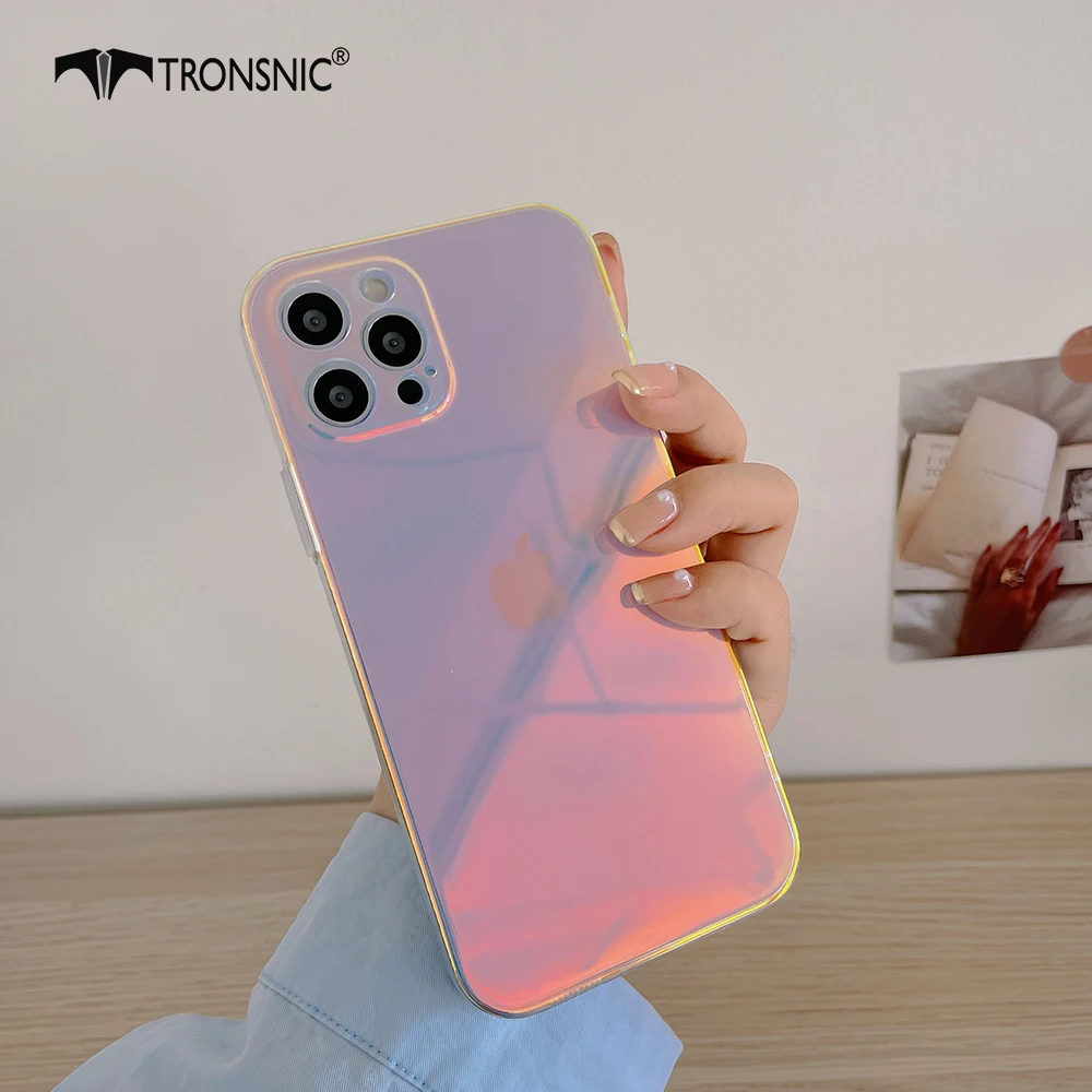Laser Gradient Mirror Phone Case for iPhone 12 11 Pro Max XR XS MAX Soft Luxury Rainbow Clear Case for iPhone 7 8 Plus Cover Hot