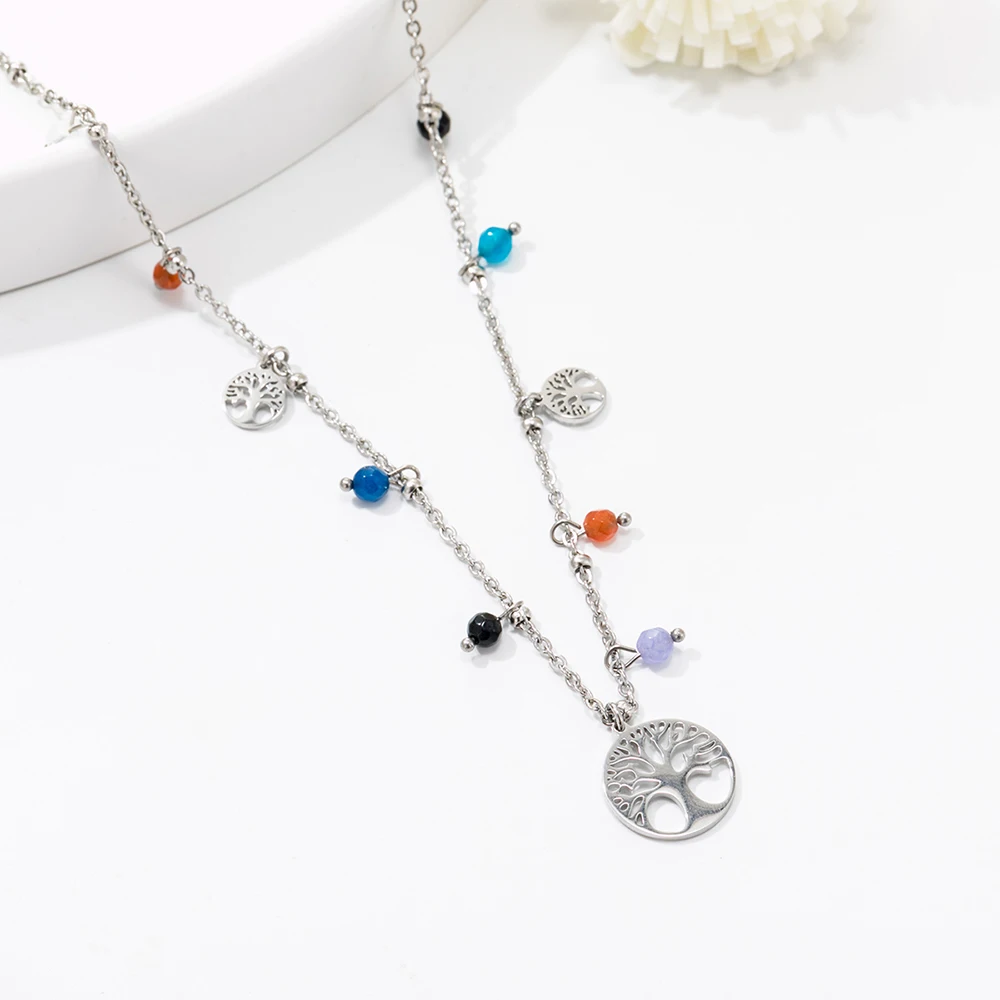 Ожерелье чокер из нержавеющей стали с цветными бусинами для женщин ожерелье