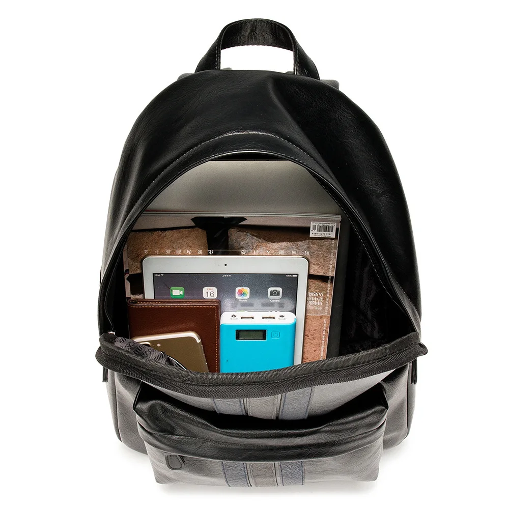 

Designer PU Leather Laptop Backpack Men School Bags for Teenagers Large Capacity Waterproof Travel Backpack Zipper Mochila
