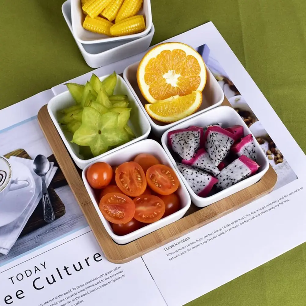 Керамический поднос бамбуковое блюдо для соуса модная посуда дней рождения