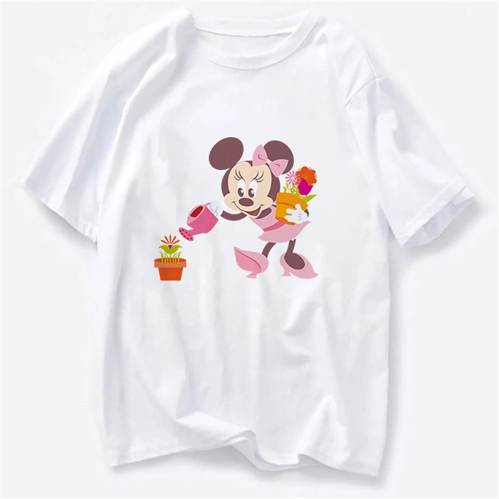 

Innovate Disney Painted Minnie And Sister Duck Women T-shirts Cute Round Neck Cartoon Female Tshirt Summer Top Clothes Transport