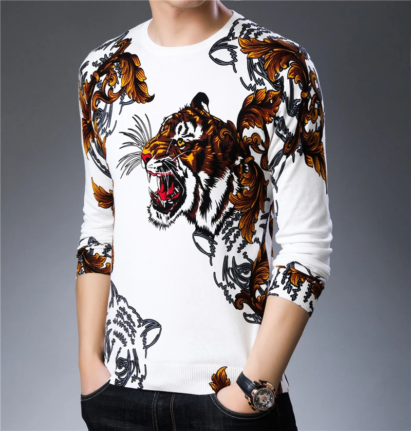 

Свитер с принтом головы тигра дизайнерский пуловер Herren Sweter Masculino 2020 Весна Kazak Erkek Tricot Homme мужской свитер