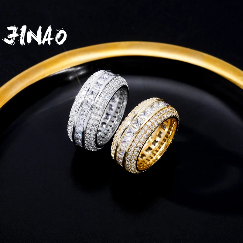 

Кольцо JINAO, золотистые и Серебристые Подвески цветов, 5 рядов, из меди, с фианитами, AAA + багет
