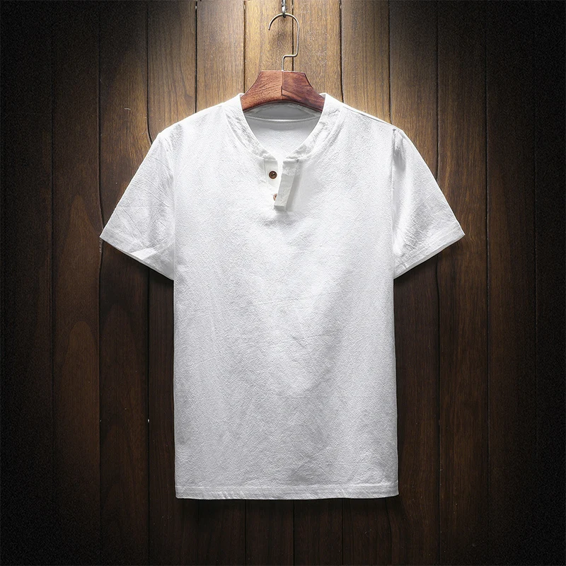 

Linen male big v-neck t shirt Chinese style fat guy plus size men's Casual short-sleeve T-shirt 7XL 8XL 9XL big summer shirts