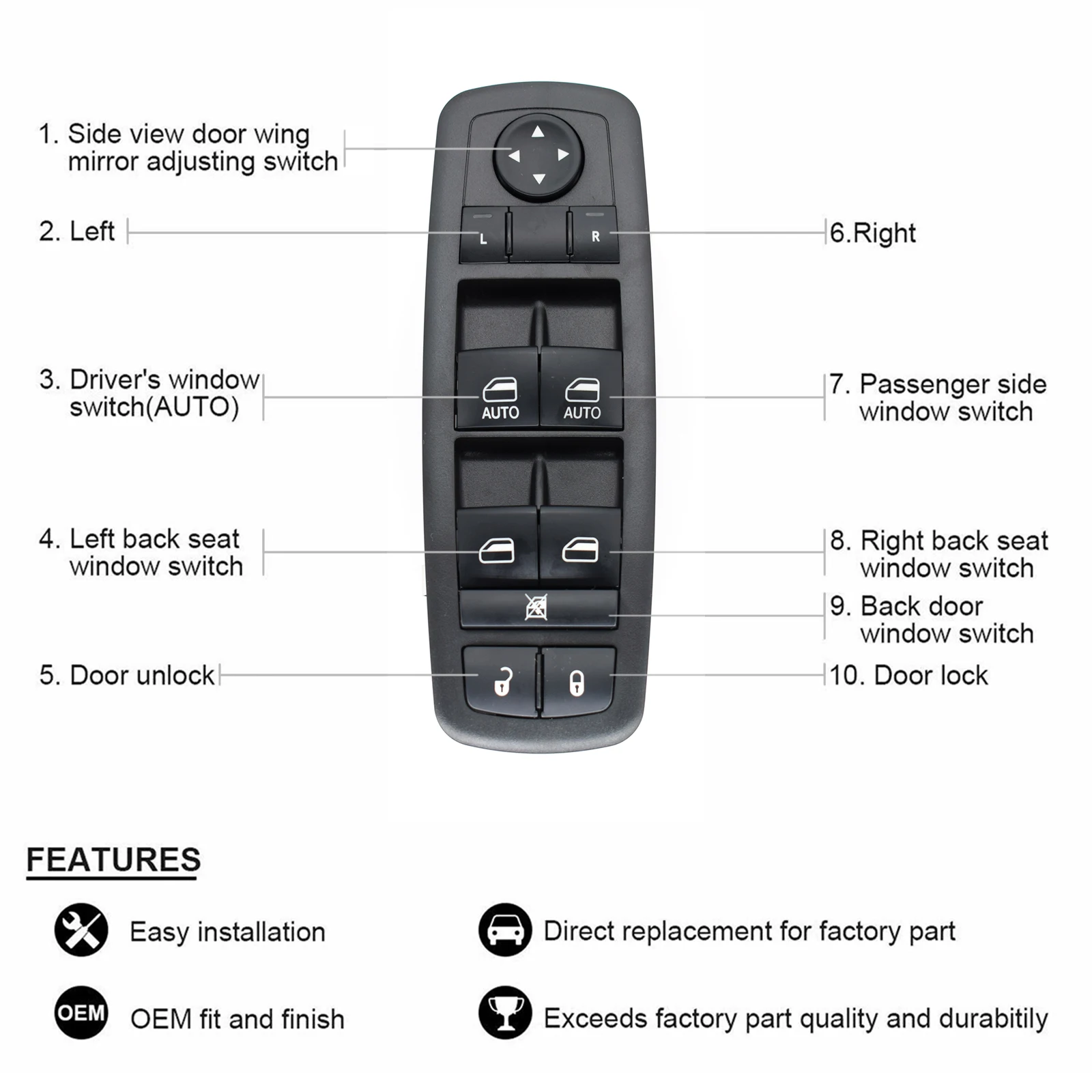 04602535AI автомобильный передний левый водительский боковой переключатель главного
