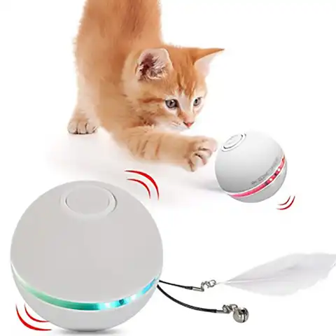 Умный USB самовращающийся шар, Автоматическое вращение, шарик, перо, игрушка, светодиодный волшебный роликовый шар для кошек, собак, детей
