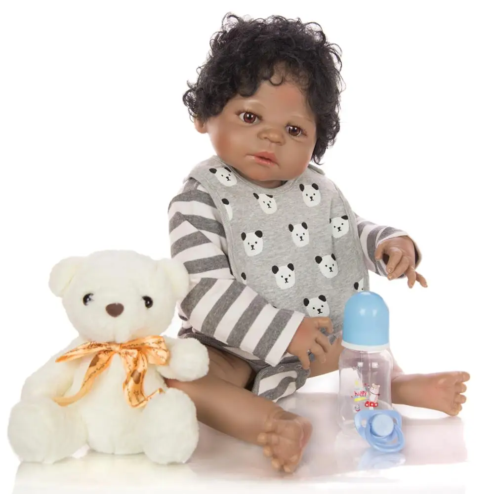 NPKDoll Bebe Reborn силиконовая кукла для детей 23 дюйма Реалистичная мальчика черная кожа