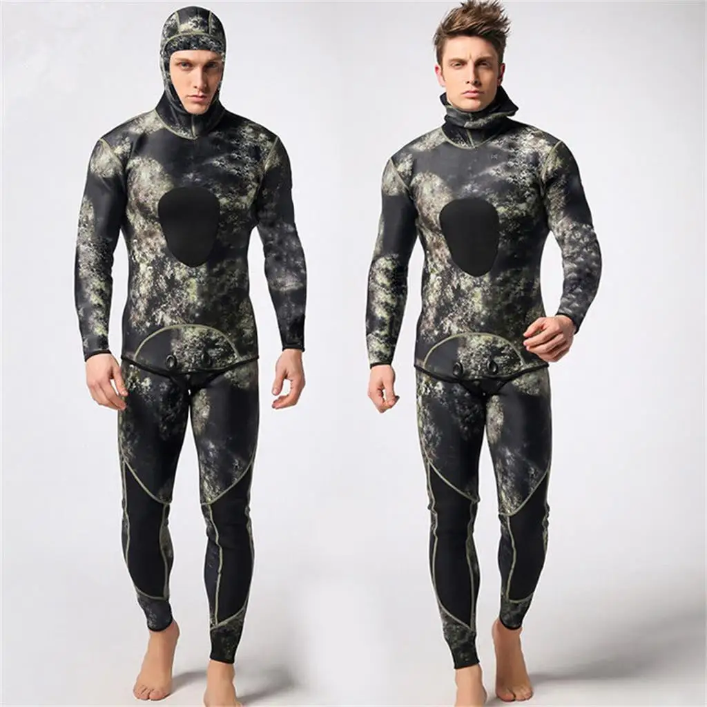 Premium Spearfishing Wetsuits 3mm Neoprene 2-Pieces Hoodie Snorkeling Full Suits Long Sleeve Wetsuit Top for Men Women | Спорт и