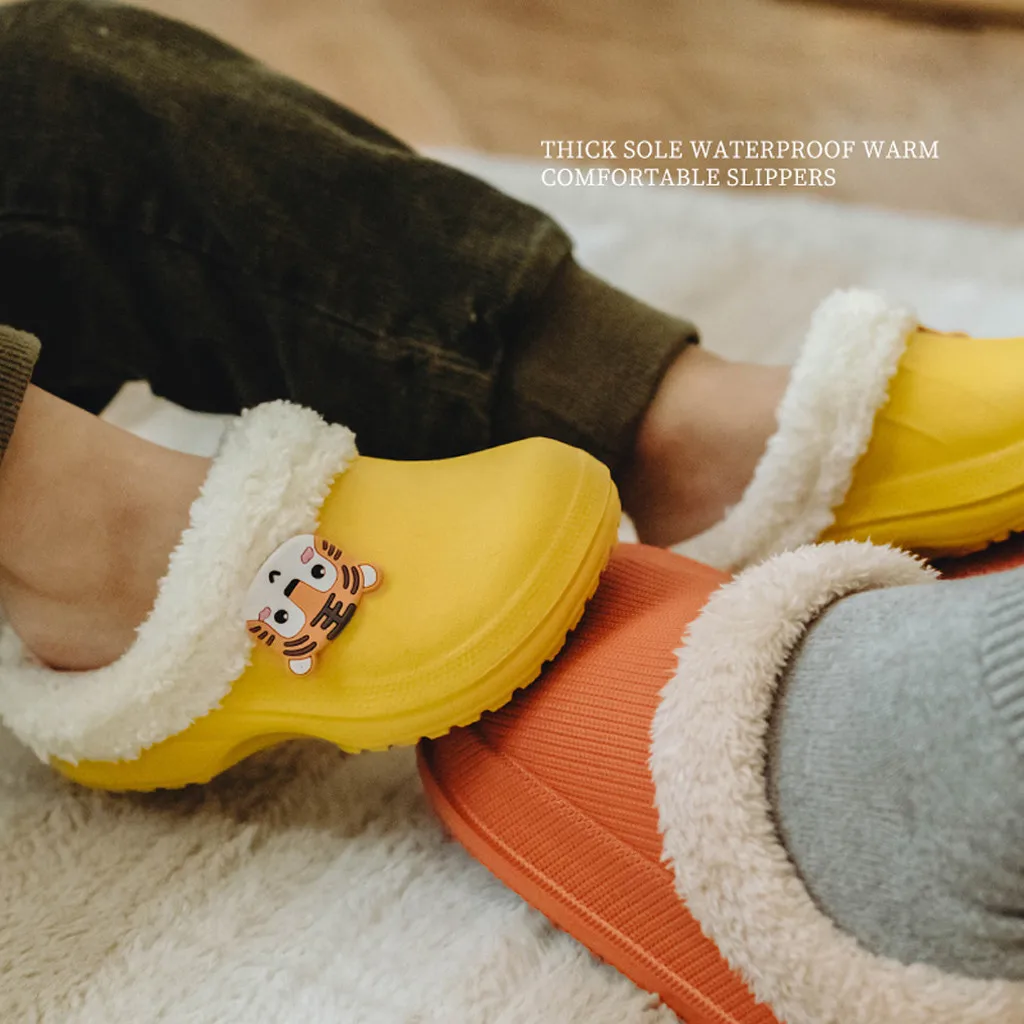 Детские теплые тапочки с подкладкой для мальчиков и девочек Водонепроницаемая