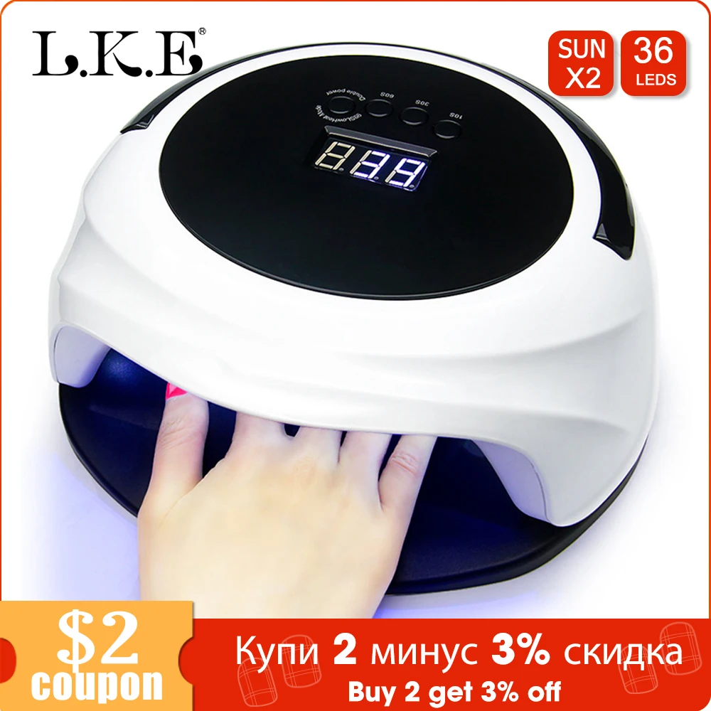 УФ-лампа LKE SUN X2, 36 шт., двойной светильник, светодиоды, УФ-лампа, портативный профессиональный ЖК-дисплей, инструменты для ногтей, Сушилка для ногтей, для всех видов гель-лака
