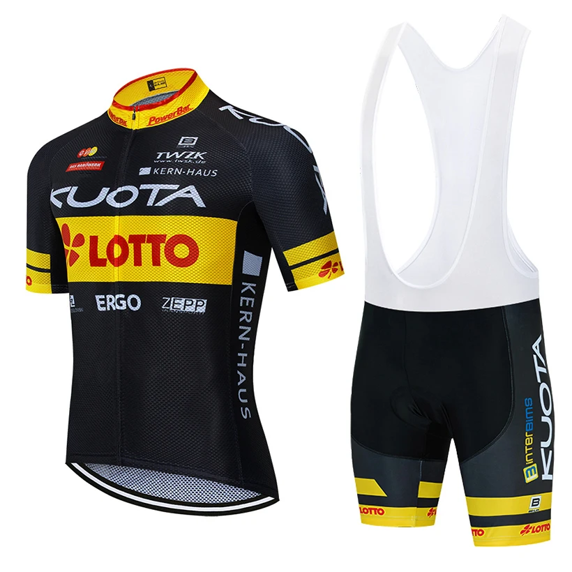 Команда черный KUOTA LOTTO Велоспорт Джерси велосипедные шорты костюм мужские летние