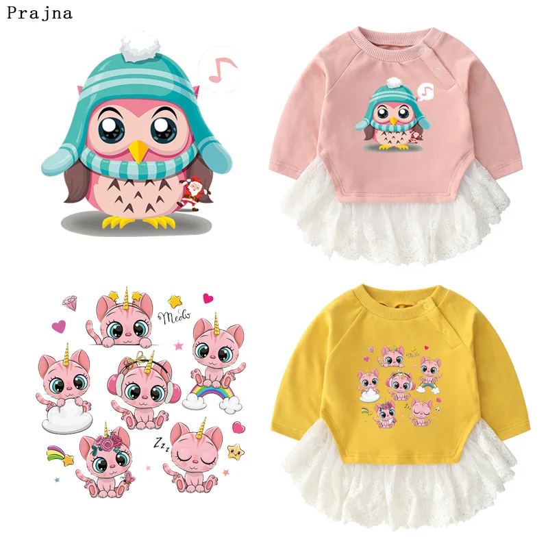Prajna Owl kaola Patch Catoon Iron On Transfer Patches Heat Vinyl Thermal Sticker Stickers Baby Clothes DIY | Дом и сад