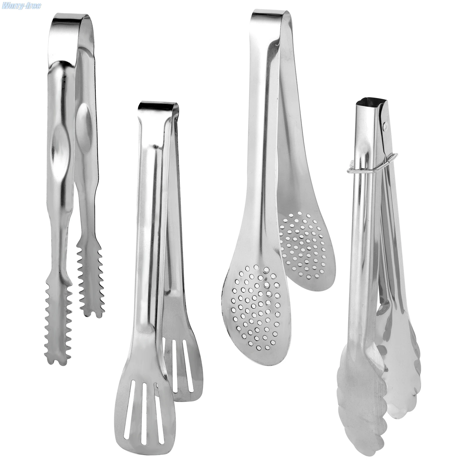 

8 Pieces Stainless Steel Food Serving Tongs Anti Heat Buffet Tongs Metal Cooking Kitchen Barbecue/Steak Clip