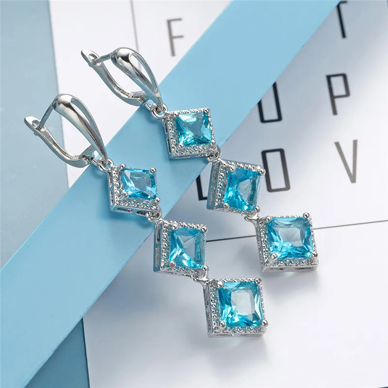 

2020 Exaggerated long Earrings for Women fashion Green Zirconia Stone Drop Earrings Romantic girl gift Jewelry