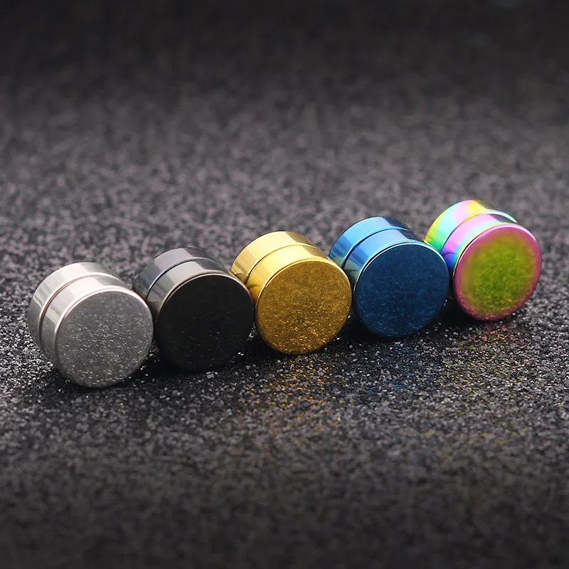 

Todorova 1pcs Punk Men's Strong Magnet Magnetic Stud Earrings Double Side Non Piercing Fake Earrings Stainless Steel Jewelry