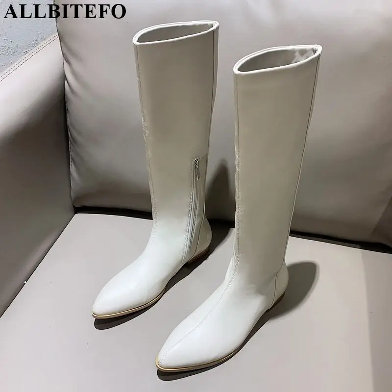 ALLBITEFO/женские ботинки из натуральной кожи и эластичного материала модные женские