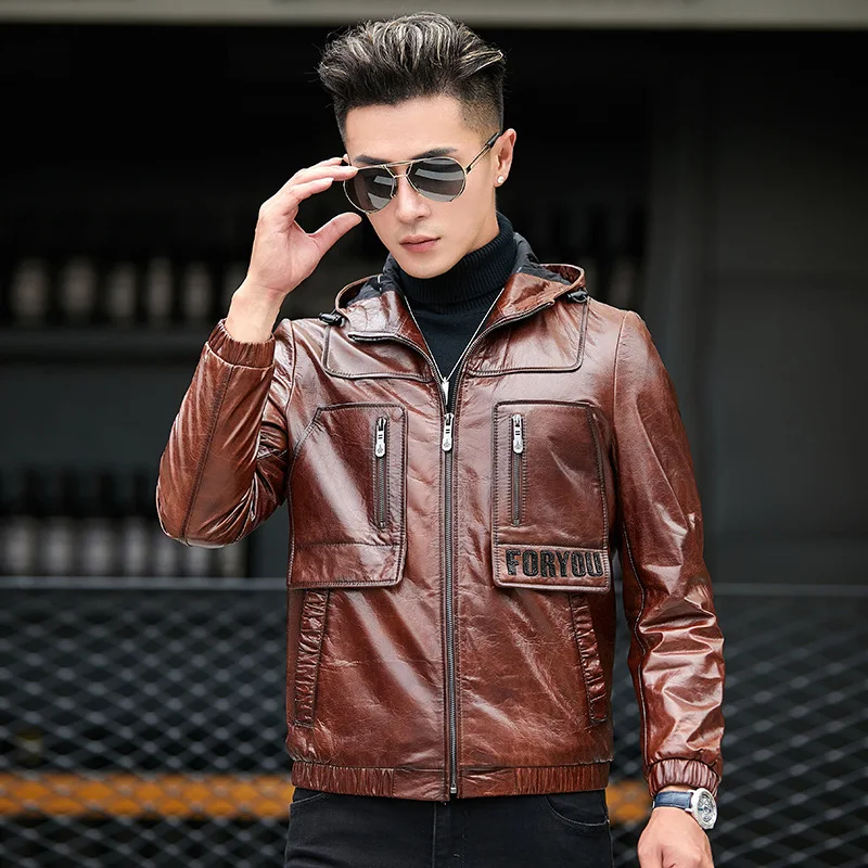 

Jackets Mens Motorcycle Clothes Men's Clothing Coat Men Autumn Real Cowhide Leather