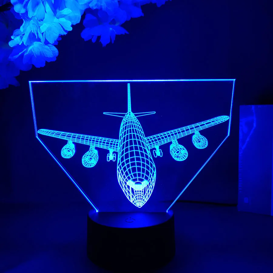 

3D Illusion LED Night Light Acrylic Airplane Model Nightlight Xmas Gift for Kids Child Bedroom Decoration Colorful Lamp Bedside