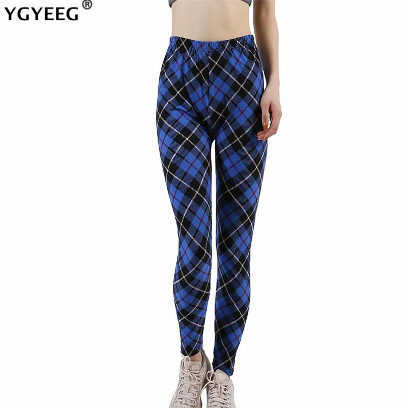 

YGYEEG Women Leggings Gym Fitness Sport Push Up High Waist Plaid Workout Sportswear Plus Size Pants Polyester Spandex Clothing