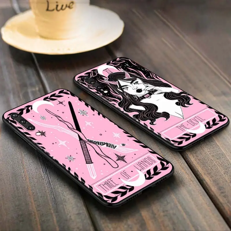 

Cute Tarot Pink Anti-fall Phone Case for Samsung Galaxy A90 A80 A70S A60 A50S A40 A20E A20 A10S Soft Black Cover