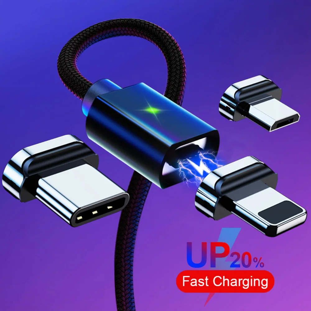 

1M 2M Magnetic Micro USB Cable For iPhone Samsung Fast Charging Data Wire Cord Magnet Charger USB Type C 3A Mobile Phone Cable