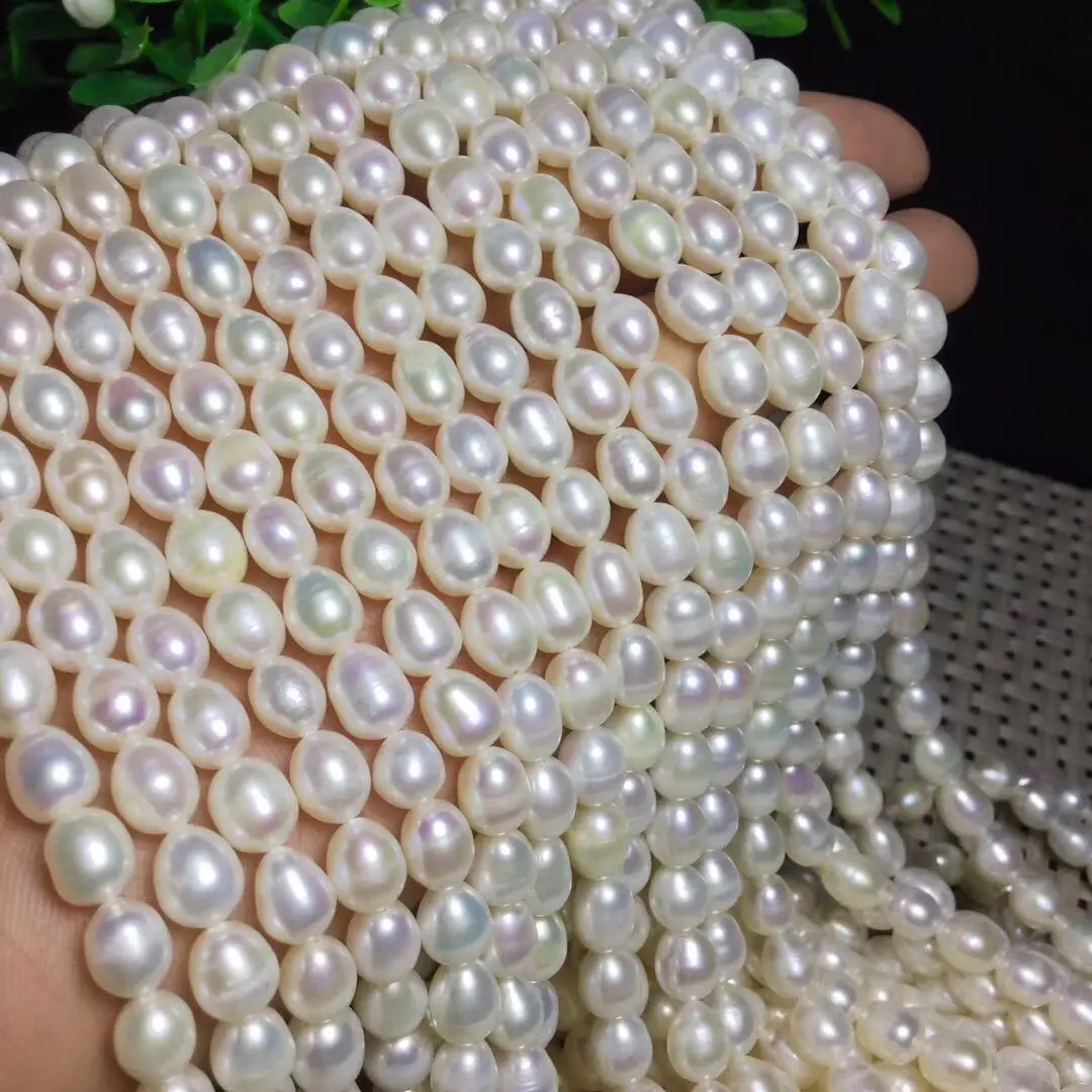 1 нитка натуральный пресноводный яркий жемчуг 6 7 мм рисовые жемчужные бусы DIY