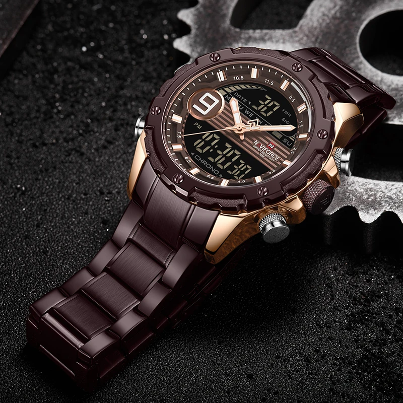 Часы наручные NAVIFORCE Мужские кварцевые роскошные Брендовые спортивные модные