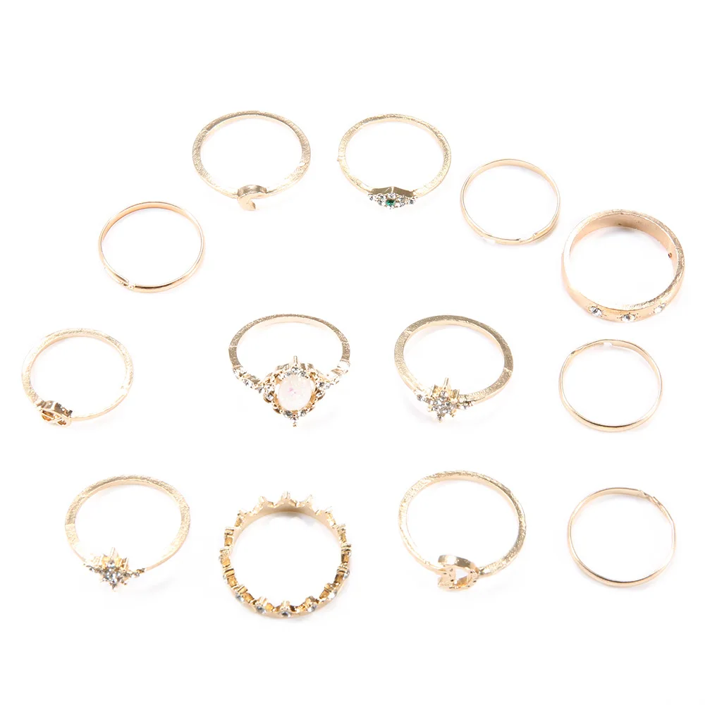 13 шт./компл. винтажный набор колец на пальцы средней длины для девочек пляжное