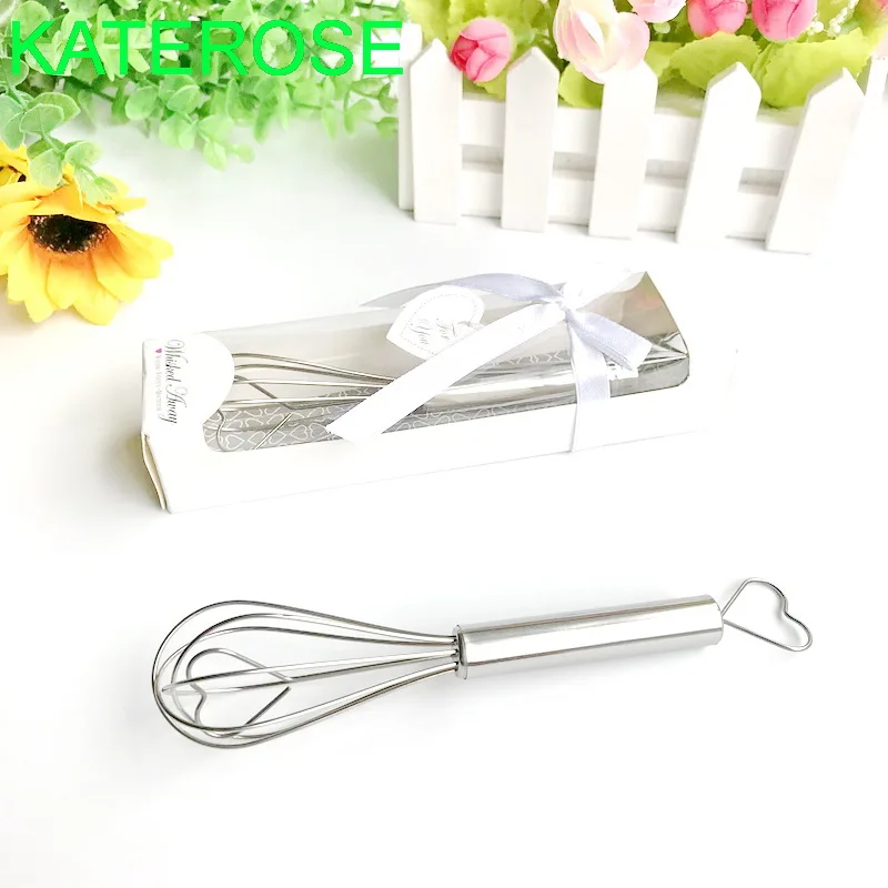 

6PCS Whisked Away Heart-Shaped Stainless-Steel Whisk in Gift Box Wedding Favors Hand Egg Beater Bridal Shower Party Supplies