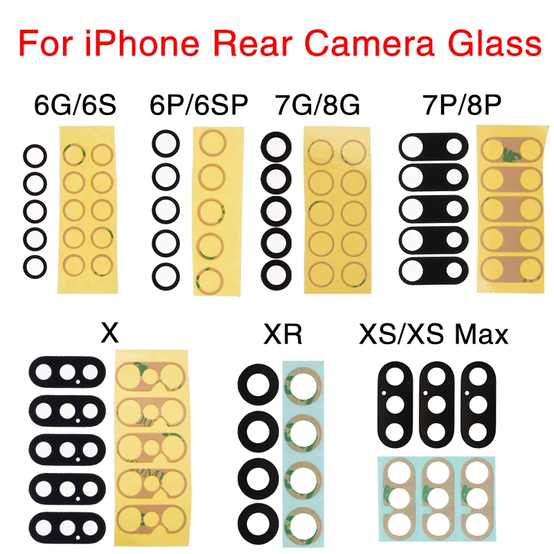5 шт./лот для iPhone 6 6S 7 8 Plus X XR XS 11 Pro Max задняя камера стеклянная крышка замена с