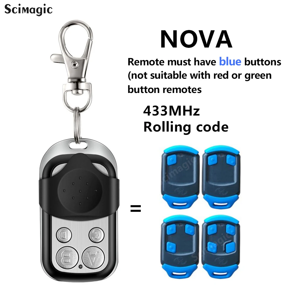 

Centurion NOVA Remote Control Replacement 433MHZ Rolling Code NOVA Garage Door Opener Command 433.92 MHz Transmitter