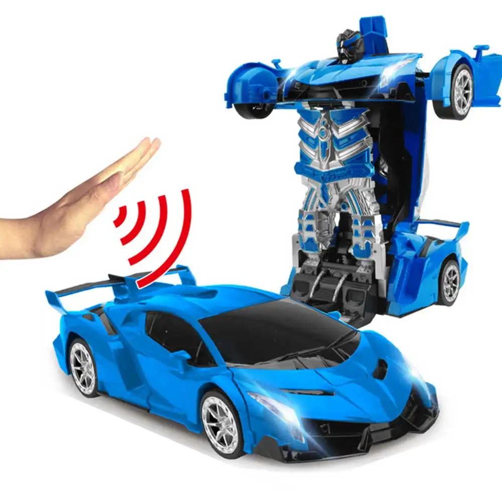 Blue rambo Радиоуправляемый автомобиль, робот-трансформер с жестом, спортивный автомобиль, модель роботов, игрушки, крутая деформационная машина, детские игрушки, подарки для мальчиков - Цвет: Blue rambo