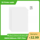 Прозрачная пленка FEP, 10 шт., лист 280*200 м, толщина 0,1 мм, высокая прочность пропускания для уф смолы Photon 3DPrinter