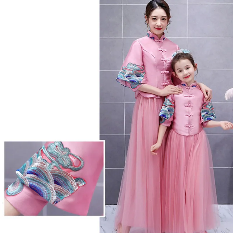 

Princess Dress Improved cheongsam Family Set Mom with Daughter for Dinner Evening Night