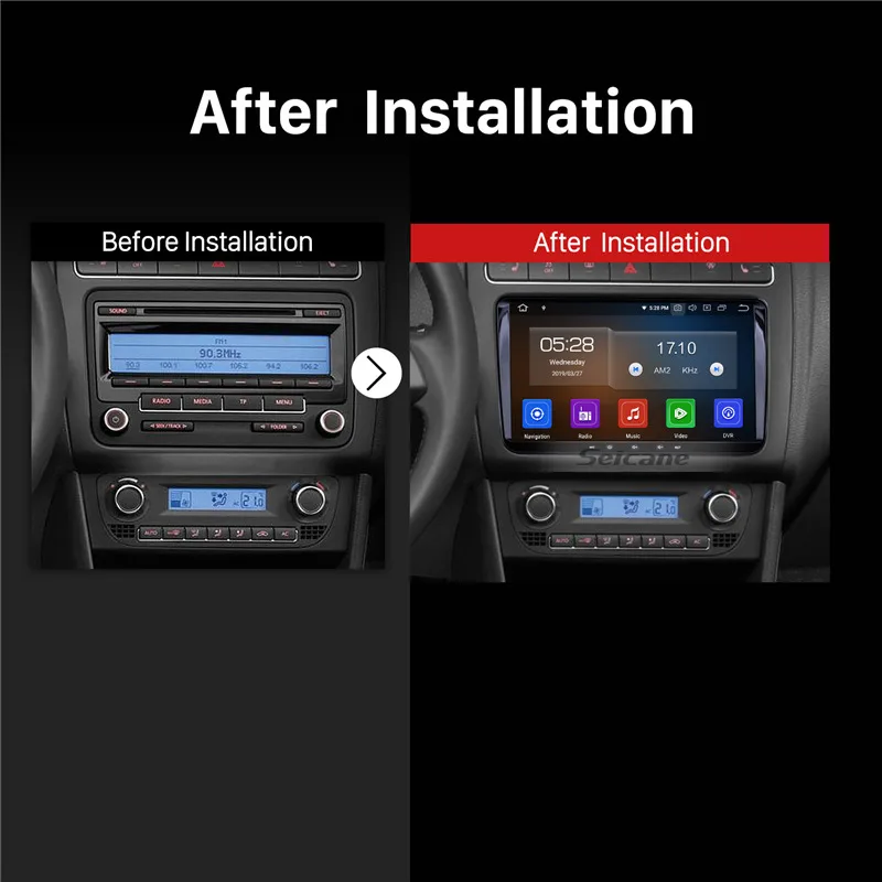 Автомагнитола Seicane Android 10 9 дюймов 64 Гб ПЗУ GPS Navi стерео плеер для VW Volkswagen Scirocco Golf Polo