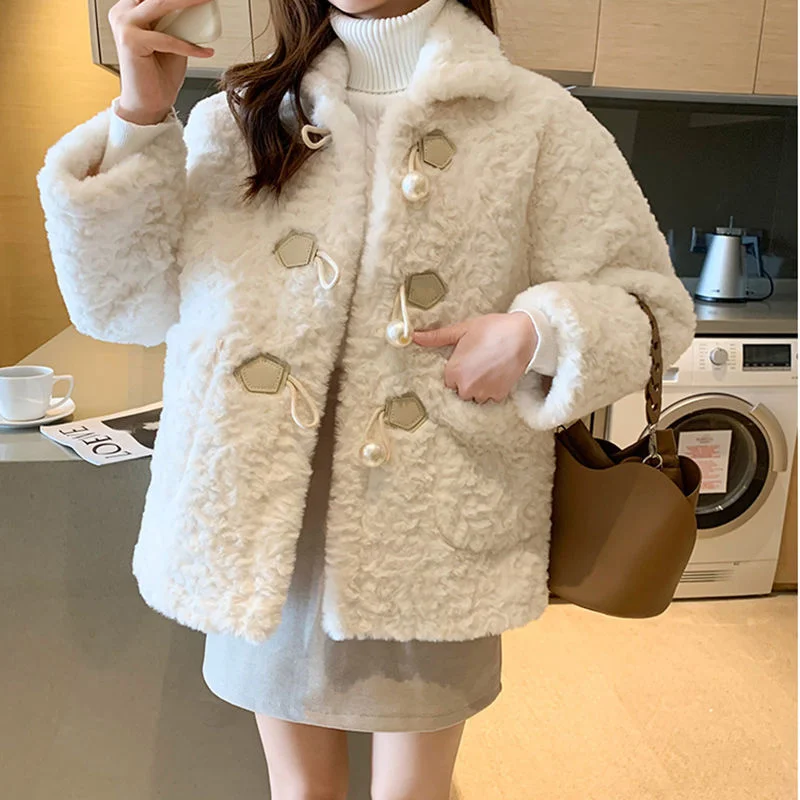 Пальто женское зимнее розовое белое снежное с большими пуговицами | Женская