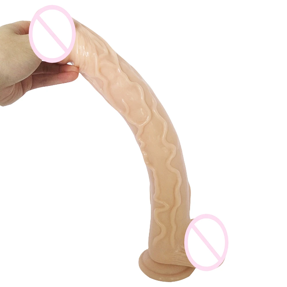 Очень длинный фаллоимитатор 42 см реалистичный мягкий пенис страпон на присоске