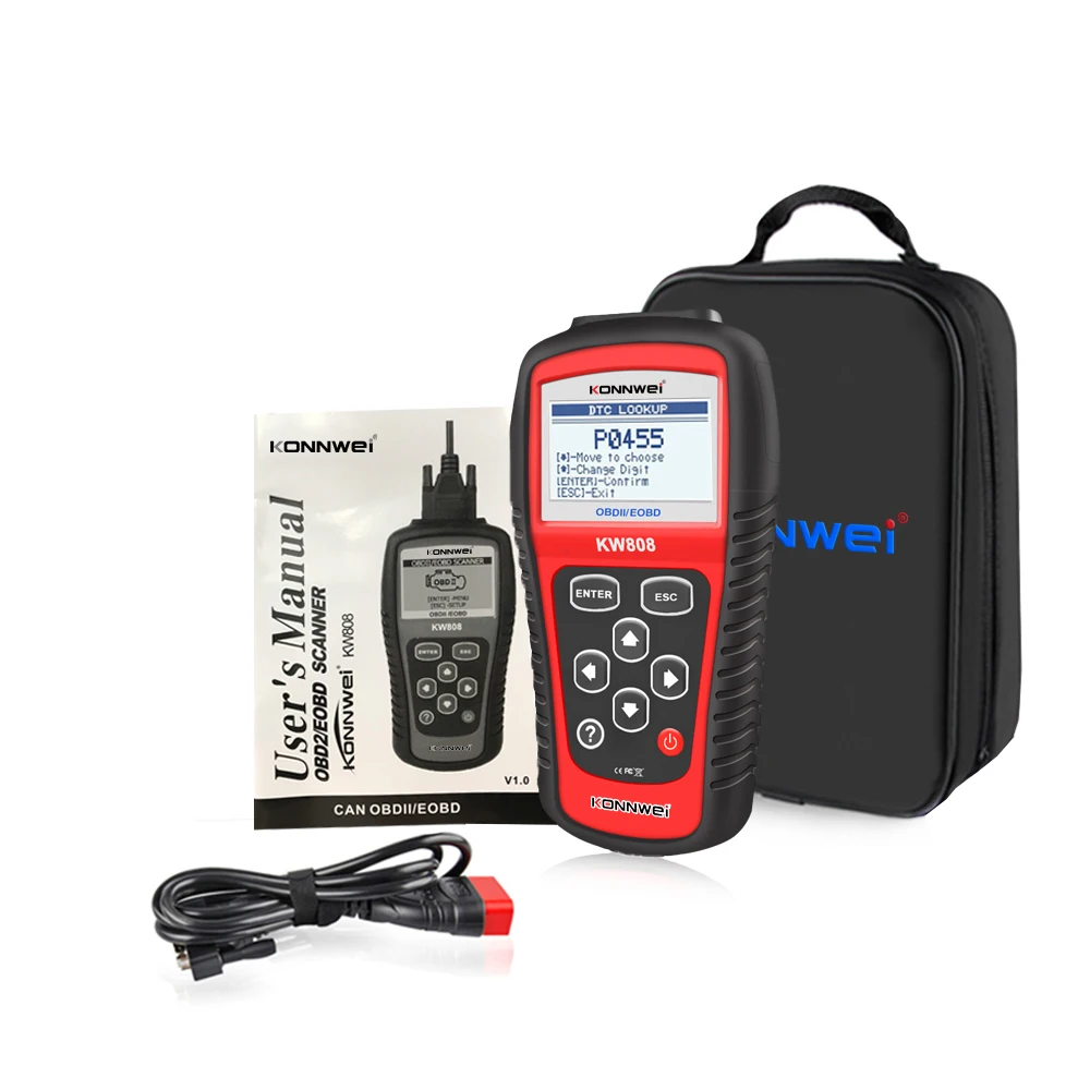 Автомобильный сканер KW808 OBD 2 автомобильный диагностический считыватель кодов