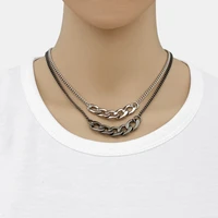 fashion minimalist necklace men and women hip hop couple titanium steel sweater chain jewelry hot sale