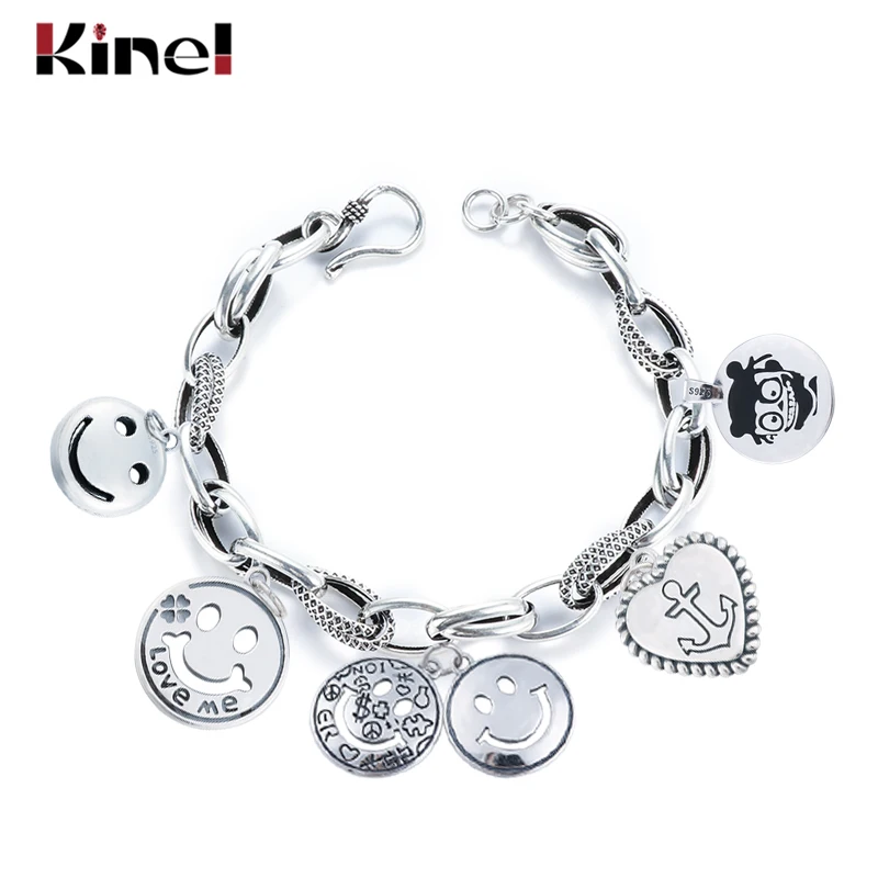 Kinel S925 silver bracelet jewelry Personality Female Creative Fashion European DIY Bracelet Accessories Tide brand Retro | Украшения и