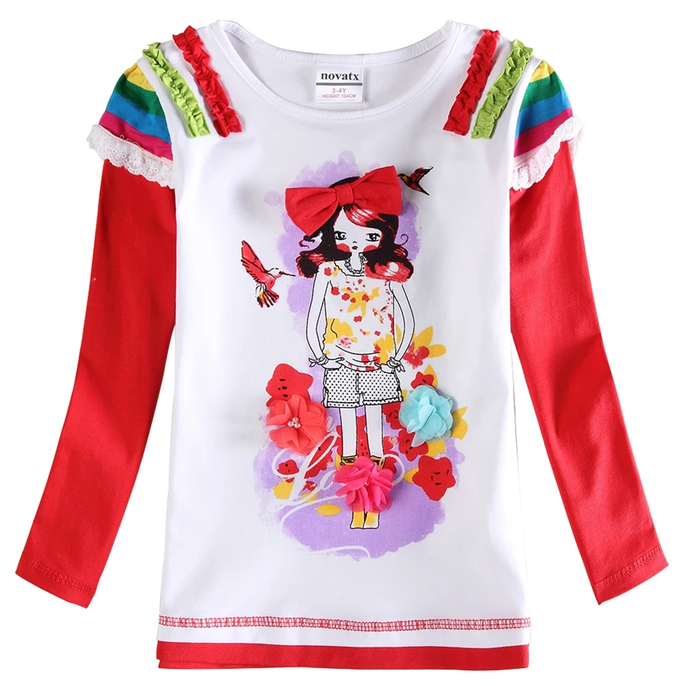 Хлопковая футболка с длинным рукавом для девочек осенняя Новинка детская одежда