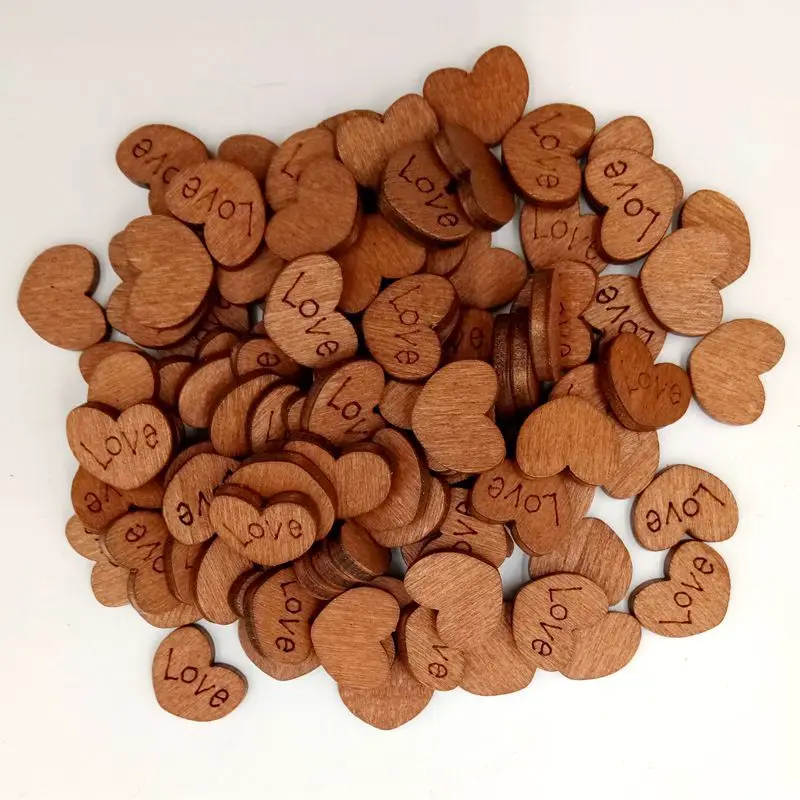 100 шт./пакет любовь деревянная в форме сердца рождественское свадебное украшение