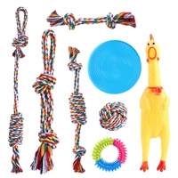 8 pcs dog rope chewing toy set multicolor interactive funny creative puppy outdoor teeth clean toy for training toy