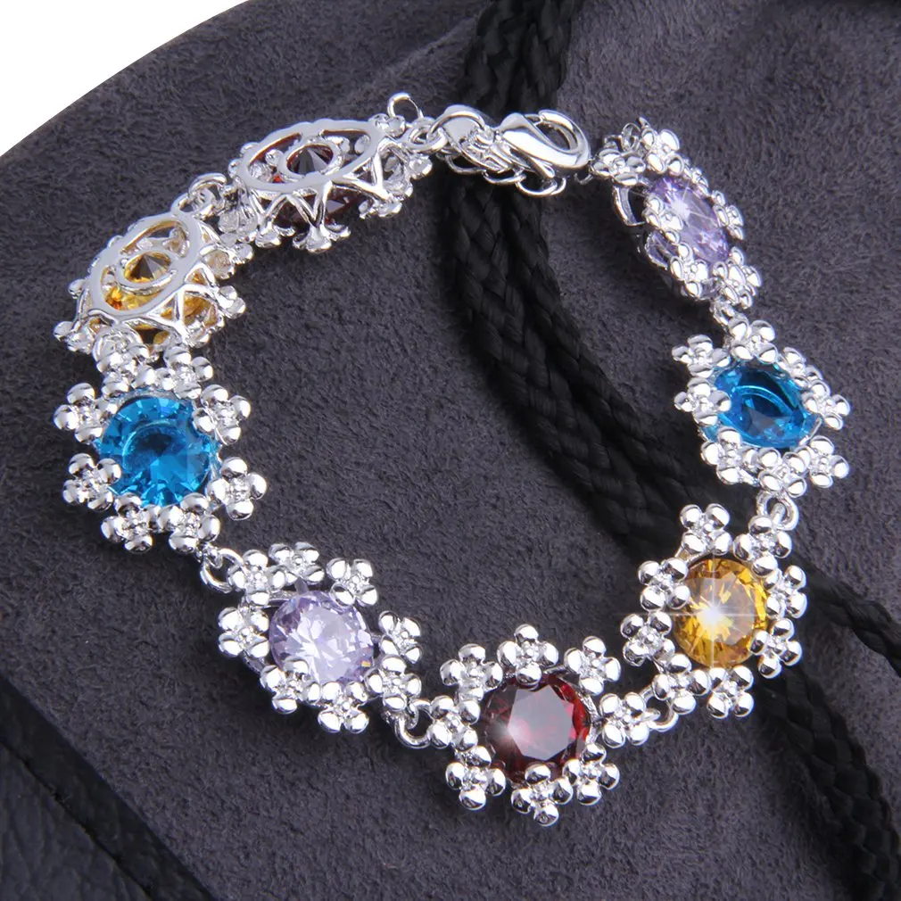 Big Sale Colorful Rhinestone Flower Cluster Midnight Reverie Statement Charms Bracelet | Украшения и аксессуары