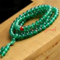 6mm green agate ruby tassel 108 bead mara bracelet wrist buddhism fancy pray handmade chic classic spirituality elegant
