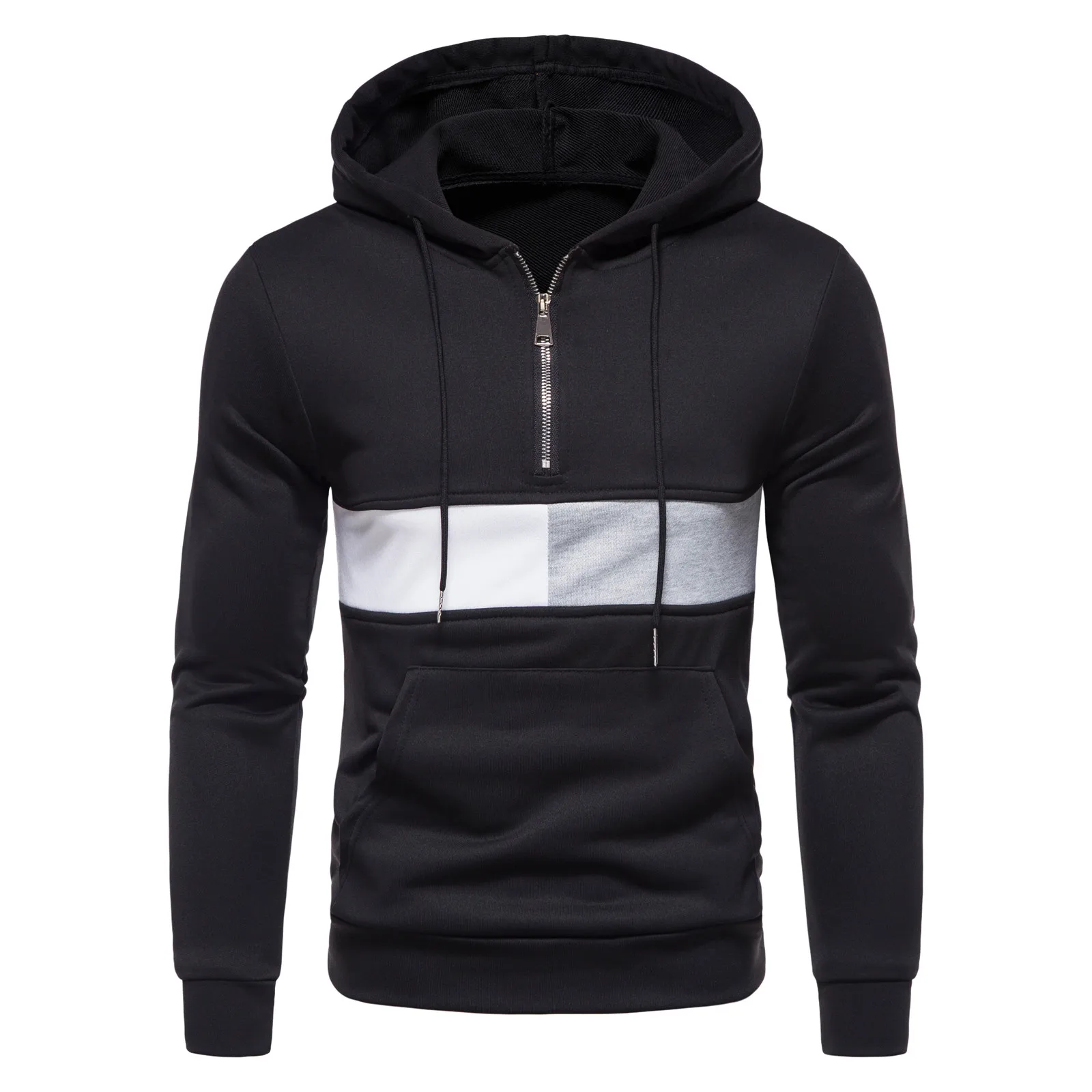 

Autumn Spring Casual Hoodies Sportswear New Men's Hooded Fashion Patchwork Zipper Long Sleeve Outwear Sweatshirts Streetwear