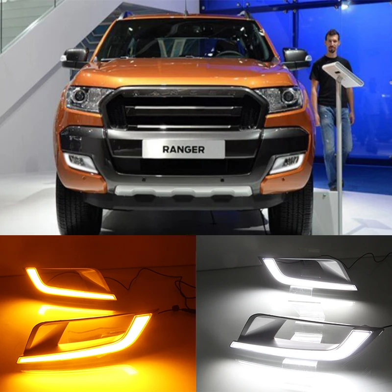 Фото Светодиодный дневной светильник для Ford Ranger 2015 2016 2017 2018 переднего бампера